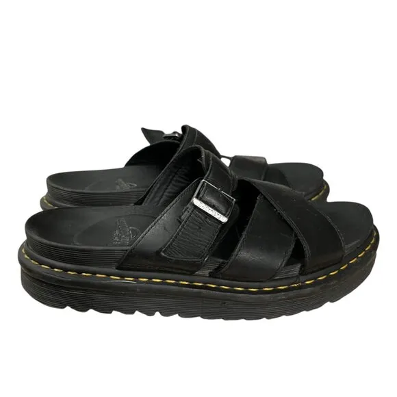 Dr. Martens Ryker Black Leather Strap Slide Sandals Size 11