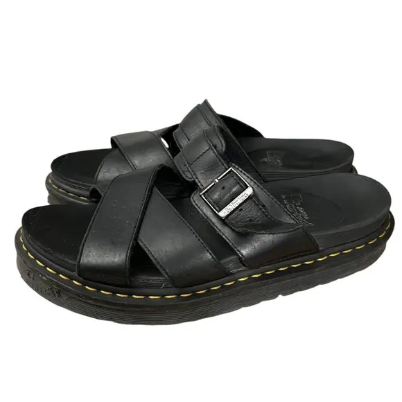 Dr. Martens Ryker Black Leather Strap Slide Sandals Size 11