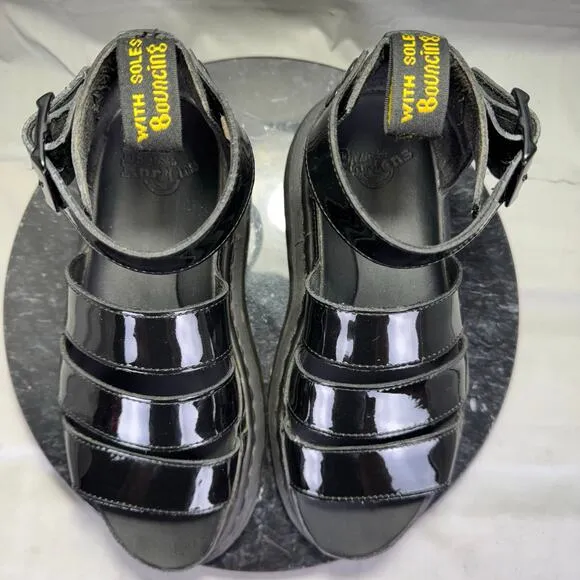 Dr. Martens The Clarissa II Patent Leather Strap Sandals Gladiator Size 6 US