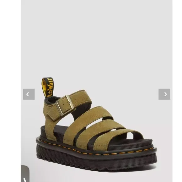 Dr Martens tumbled leather Blaire strap sandals size 10 new no box brown green