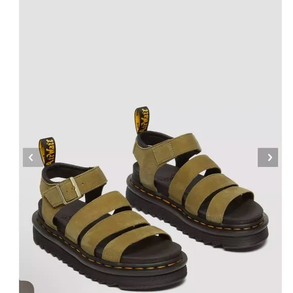 Dr Martens tumbled leather Blaire strap sandals size 10 new no box brown green