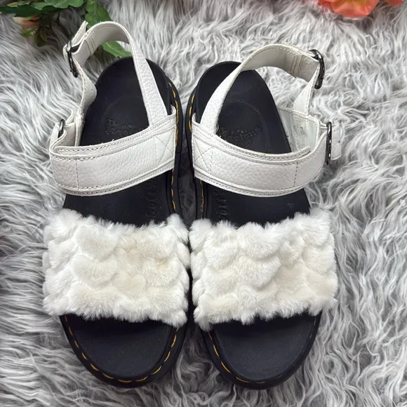 Dr. Martens Voss Fluffy Faux Fur Platform Sandals Milled Napa