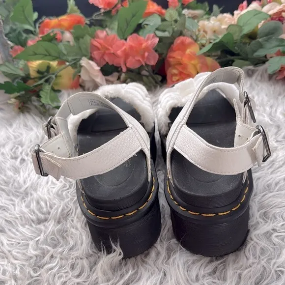 Dr. Martens Voss Fluffy Faux Fur Platform Sandals Milled Napa