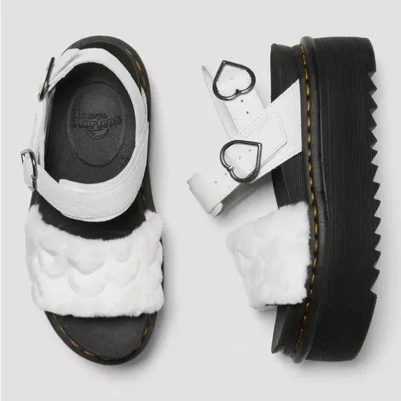 Dr. Martens Voss Fluffy Faux Fur Platform Sandals Milled Napa