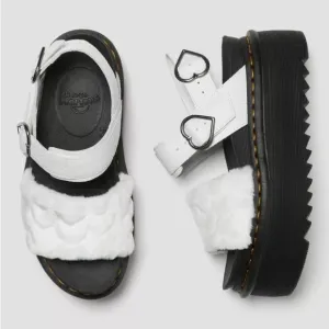 Dr. Martens Voss Fluffy Faux Fur Platform Sandals Milled Napa
