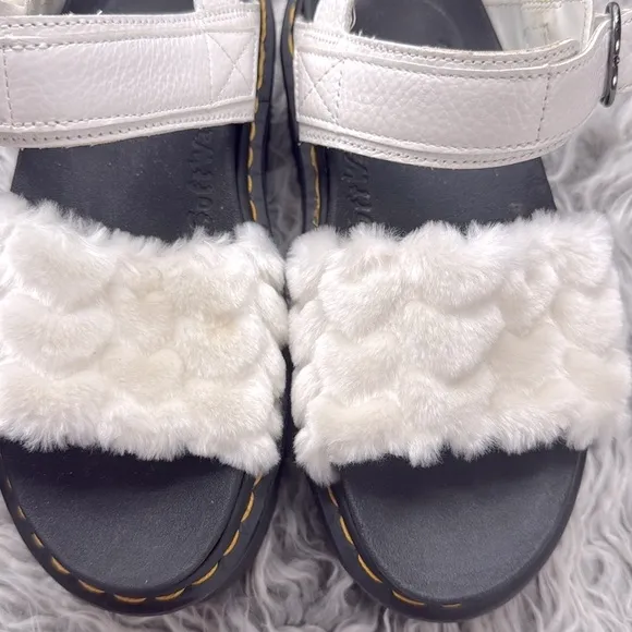 Dr. Martens Voss Fluffy Faux Fur Platform Sandals Milled Napa