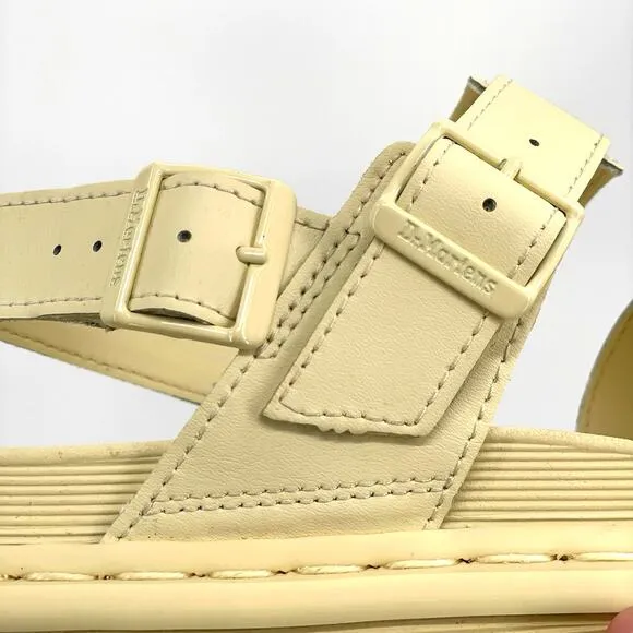 Dr. Martens Voss Mono Sandals Toile Cream Monochrome Pastel Yellow Soft Girl 9