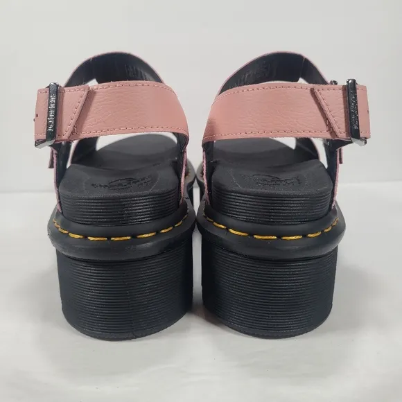 Dr. Martens Voss Quad Chunky Platform Peach Leather Sandals Women Size 10