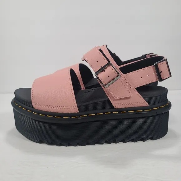 Dr. Martens Voss Quad Chunky Platform Peach Leather Sandals Women Size 10