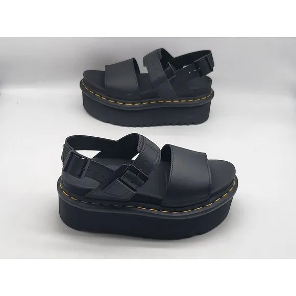 Dr. Martens Voss Quad Platform Womens Sandals Black Size 5