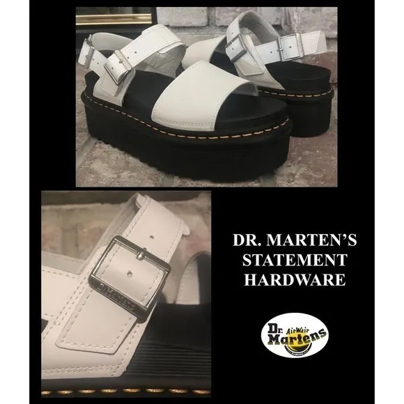 Dr Martens Women VOSS QUAD White Platform Sandals Size 11 BNIB