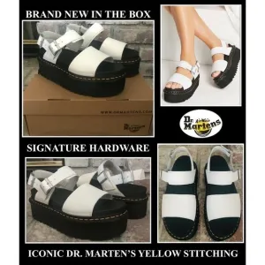 Dr Martens Women VOSS QUAD White Platform Sandals Size 11 BNIB