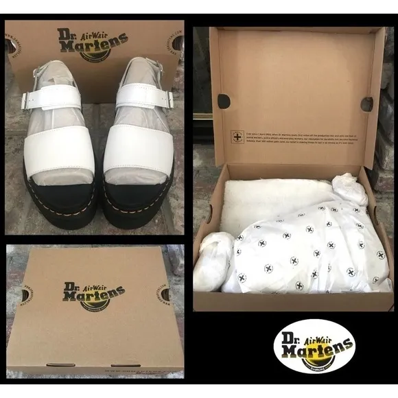 Dr Martens Women VOSS QUAD White Platform Sandals Size 11 BNIB