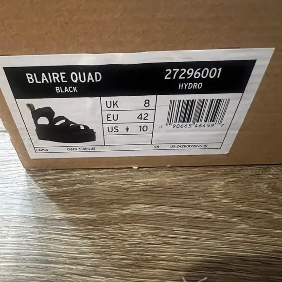 Dr. Martens Women's Blair Quad Platform Sandals, Black, Size 10, New in Box