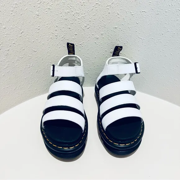 Dr. Martens Women’s Blaire White Hydro Leather Platform Sandals Sz 9,10 NEW