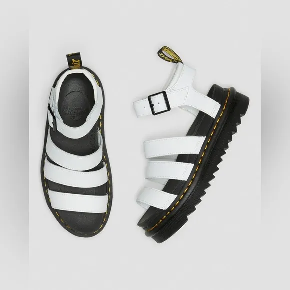 Dr. Martens Women’s Blaire White Hydro Leather Platform Sandals Sz 9,10 NEW