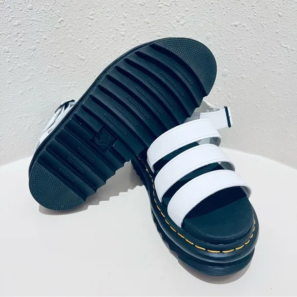 Dr. Martens Women’s Blaire White Hydro Leather Platform Sandals Sz 9,10 NEW