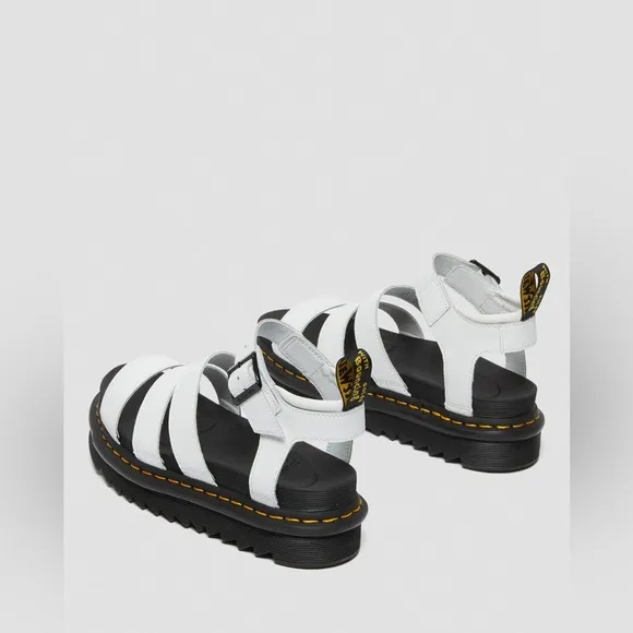 Dr. Martens Women’s Blaire White Hydro Leather Platform Sandals Sz 9,10 NEW