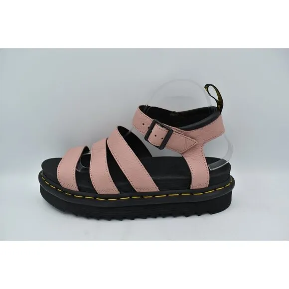 Dr Martens Womens Size 11 Blaire Peach Beige Leather Open Toe Platform Sandals
