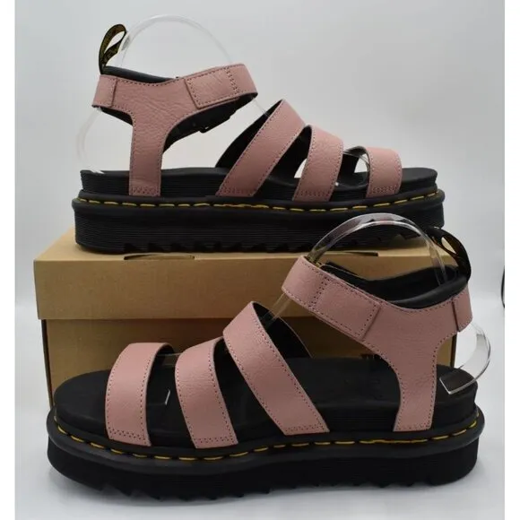 Dr Martens Womens Size 11 Blaire Peach Beige Leather Open Toe Platform Sandals