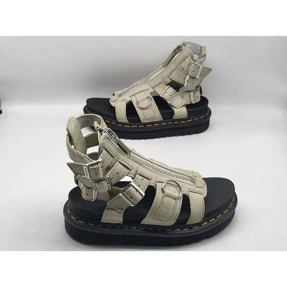 Dr. Martens Zip Up Leather Gladiator Style Olson Sandals Women’s Gray Size 5