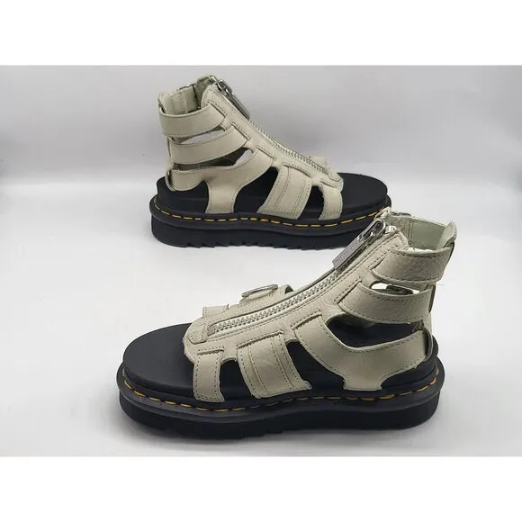 Dr. Martens Zip Up Leather Gladiator Style Olson Sandals Women’s Gray Size 5