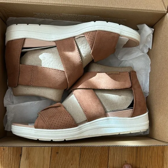 Dr. Scholl's Gladiator crisscross Platform Wedge Sandal brown Sz 7M NWB