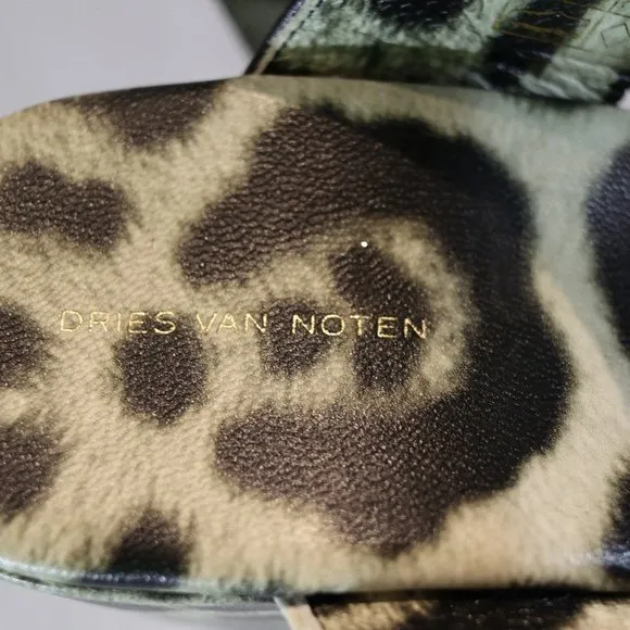 Dries Van Noten 80mm Block-Heel Slingback Sandals, Cheetah, Women's 37 EU