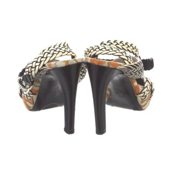 Dries van Noten heeled platform sandals with b&amp;w braided straps