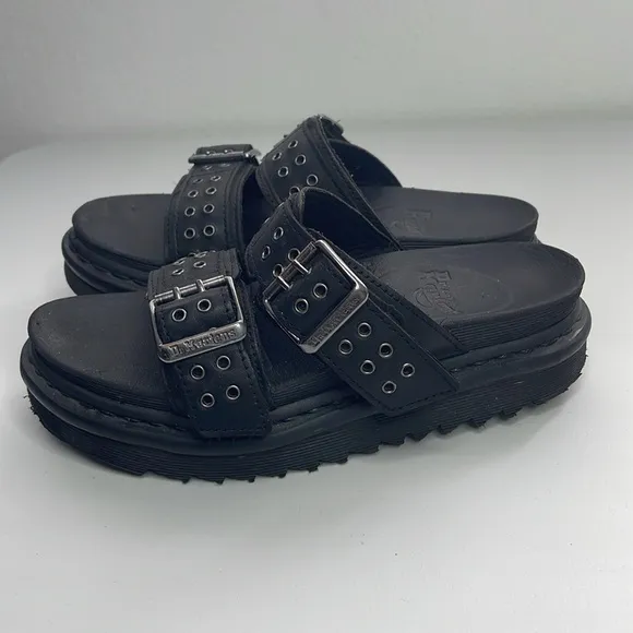DR.MARTENS Myles Hardware Detail Double Buckle Slide Sandals Women's Size 7