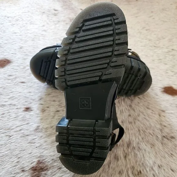 Dr. Martens Ricki 3-Strap Women's Leather Platform Sandals Black Size 11 NEW