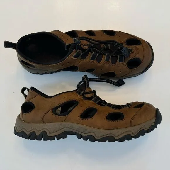 Duluth Trading Co Wild Boar Oiled Leather Sandals Brown 10 Wide 10W Adjustable