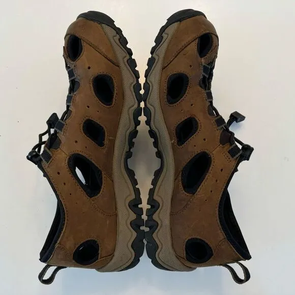 Duluth Trading Co Wild Boar Oiled Leather Sandals Brown 10 Wide 10W Adjustable