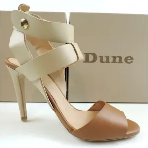Dune London Hearsay Leather Multi Strap Heeled Sandal Taupe