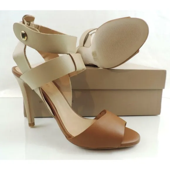 Dune London Hearsay Leather Multi Strap Heeled Sandal Taupe