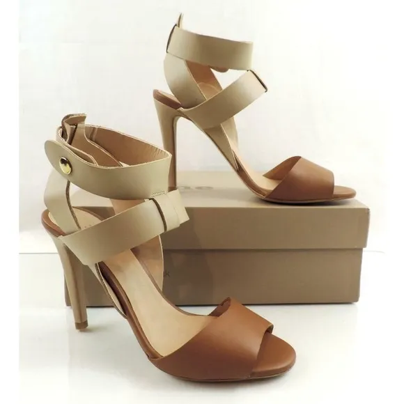 Dune London Hearsay Leather Multi Strap Heeled Sandal Taupe