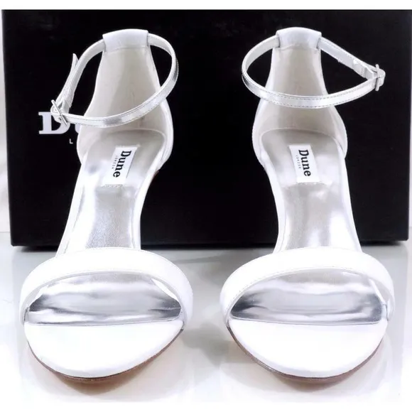 Dune London Marissa Dress Ankle Strap Heels Sandals Leather White Size 9