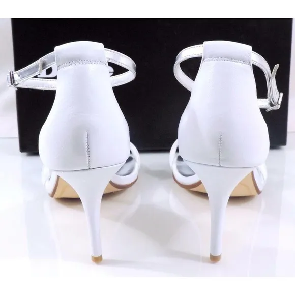 Dune London Marissa Dress Ankle Strap Heels Sandals Leather White Size 9