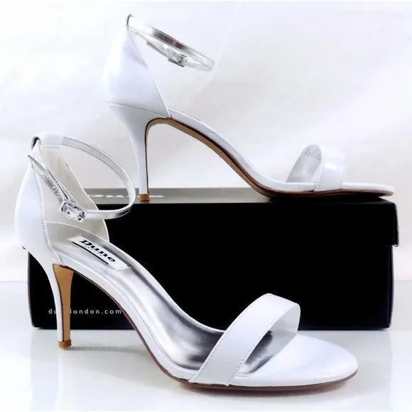 Dune London Marissa Dress Ankle Strap Heels Sandals Leather White Size 9