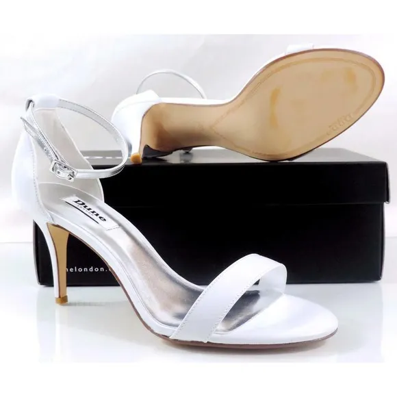 Dune London Marissa Dress Ankle Strap Heels Sandals Leather White Size 9