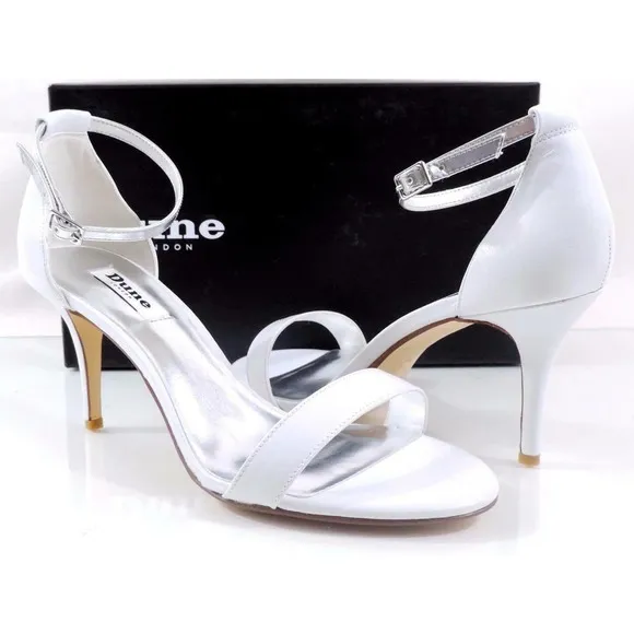 Dune London Marissa Dress Ankle Strap Heels Sandals Leather White Size 9