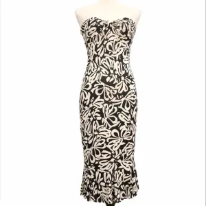 DVF Baby Jane Black &amp; White Ribbon Print Silk Jersey Dress