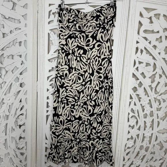 DVF Baby Jane Black &amp; White Ribbon Print Silk Jersey Dress