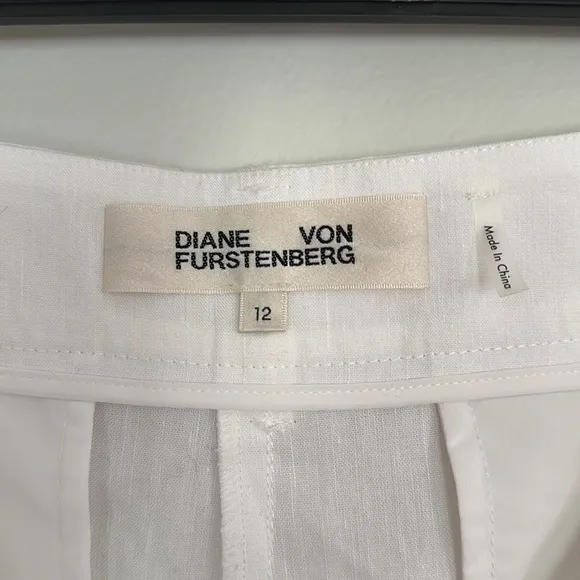 DVF White Shaina Linen Shorts -‎ Size 12