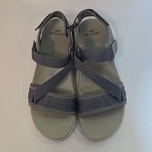 Earth Origins Vivvy Hiking Sandals Women's Size 10 Wide Adjustable Camping Grey