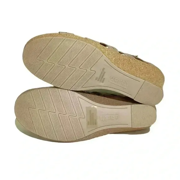 Earth Woodland Sunny Womens 9 40 Strappy Wedge Sandals Beige Leather NEW