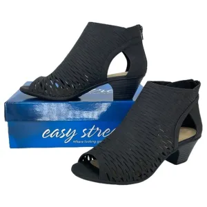 Easy Street Sunrise Black Perforated Womens Caged Sandals Size 8.5XW