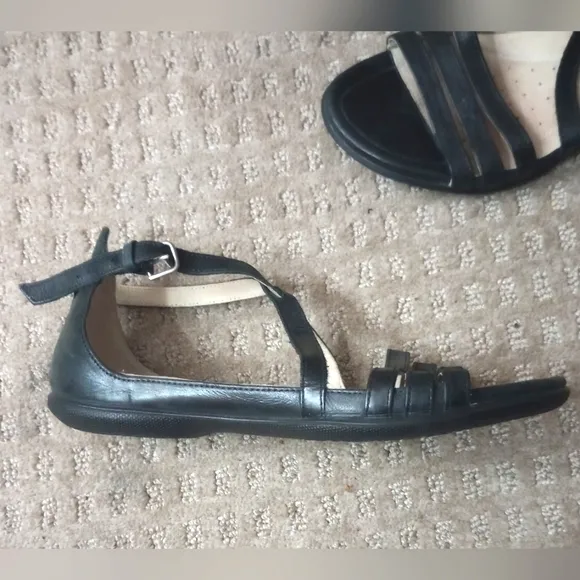 Ecco Black Leather Sandals