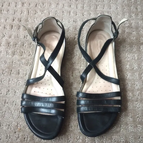 Ecco Black Leather Sandals