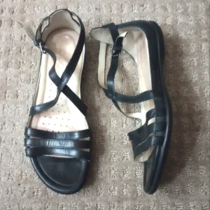 Ecco Black Leather Sandals